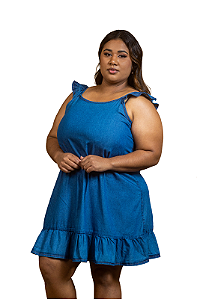 Vestido Plus Size com Alças Largas e Babado na Barra