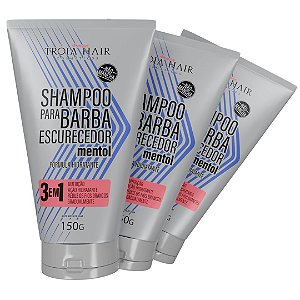 3 Shampoo Escurecedor 3 em 1 para Barba 3x150g - Troia Hair