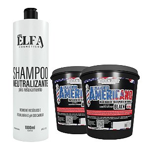 2 Alisamento Americano Black 500g / 1KG e Shampoo Neutralizante 1L