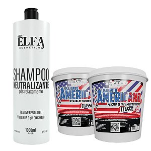 2 Alisamento Americano Classic 500g / 1KG e Shampoo Neutralizante 1L