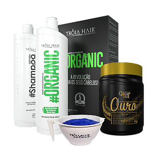 Kit Organic e Máscara Ouro - Troia Hair / Qatar Hair