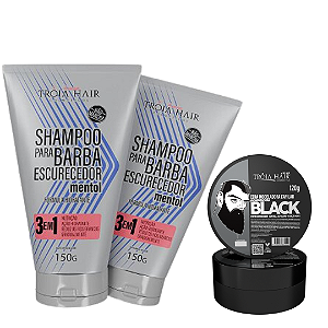 Kit 2 Shampoo Escurecedor Para Barba e Cera Modeladora (Escolha) - Troia Hair