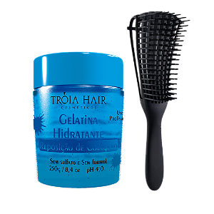 Gelatina Hidratante Repositora De Colágeno + Escova Polvo Tróia Hair
