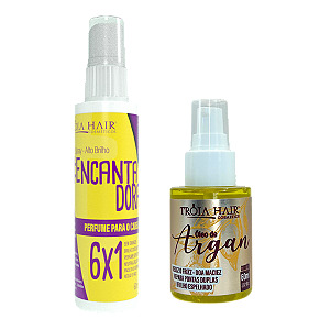 Óleo De Argan 60ml + Gloss Spray Encantadora 6 em 1 Tróia Hair