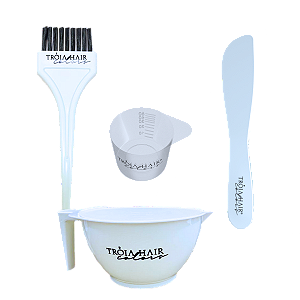 Kit Cumbuca + Pincel + Espatula + Copo Medidor Tróia Hair