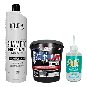 Alisamento Americano Black 500g + Shampoo Neutralizante + Gel Protetor Color Safe Tróia Hair