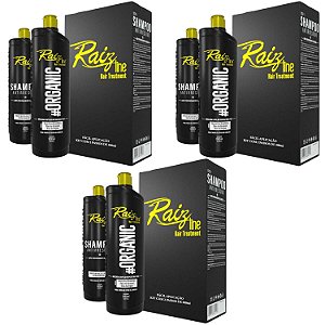 3 Kit Semi Definitiva Orgânica Raiz Line 1L Alisamento inteligente