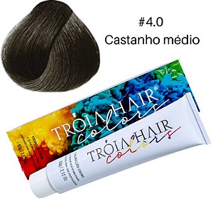 Coloração em Creme Permanente  Castanho Médio #4.0 - Troia Hair colors 60g