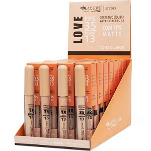 BOX COM 28 UNIDADES CORRETIVO MATTE MAX LOVE FPS 35 — LONGA DURAÇÃO | SORTIDO 104 ao 107