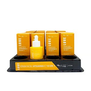 BOX C/ 24 SÉRUM FACIAL DE VITAMINA C 10 EM 1 MAX LOVE — FIRMEZA • HIDRATAÇÃO