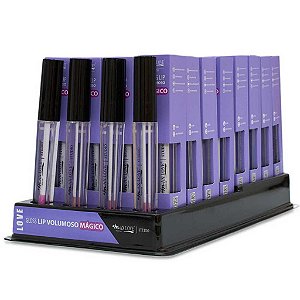 BOX C/ 32 GLOSS VOLUMOSO MÁGICO MAX LOVE — MUDA DE COR COM PH | EFEITO VOLUME