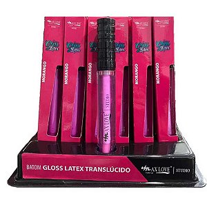 BOX C/48 GLOSS LÁTEX MAX LOVE Nº 13 MORANGO 5ML — BRILHO INTENSO EFEITO ESPELHADO