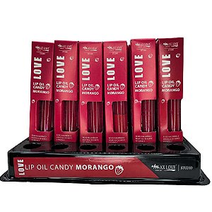 BOX C/ 36 LIP OIL CANDY MORANGO MAX LOVE — HIDRATAÇÃO INTENSA E BRILHO ESPELHADO