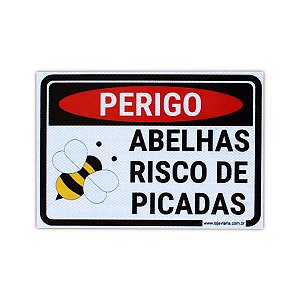 Placa Perigo - Abelhas, risco de picadas - 36x26cm