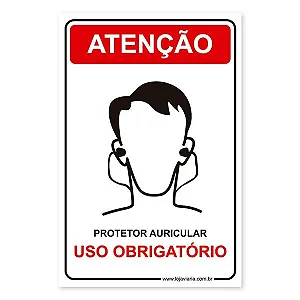 Placa Uso Obrigatório de Protetor Auricular - 20x30 cm ACM 3 mm