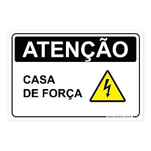 Placa Atenção, Casa de Força 30x20 cm ACM 3 mm