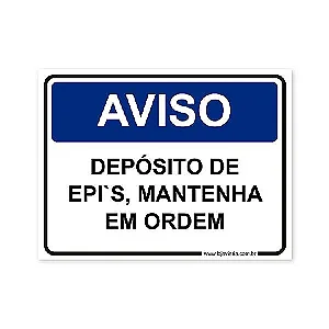 Placa Aviso, Depósito de EPI'S 20x15 cm ACM 3 mm