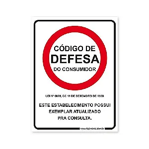 Placa Código de Defesa do Consumidor - 15x20 cm ACM 3 mm