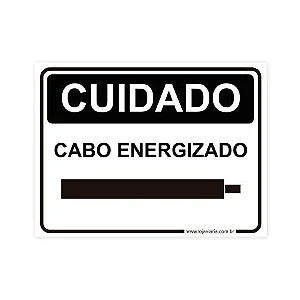 Placa Cuidado, Cabo Energizado 20x15 cm ACM 3 mm