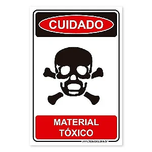 Placa Cuidado, Material Tóxico - 20x30 cm ACM 3 mm