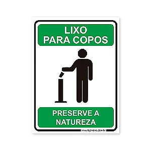 Placa Lixo Para Copos - 15x20 cm ACM 3 mm