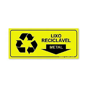 Placa Lixo Reciclável Metal - 30x13 cm ACM 3 mm