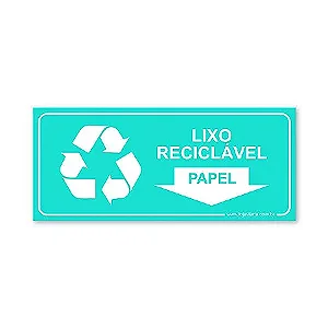 Placa Lixo Reciclável Papel - 30x13 cm ACM 3 mm