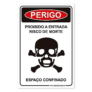 Placa Perigo, Espaço Confinado - 20x30 cm ACM 3 mm