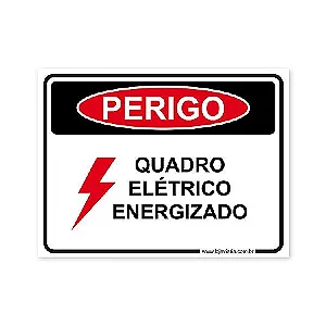 Placa Perigo, Quadro Elétrico Energizado 20x15 cm ACM 3 mm