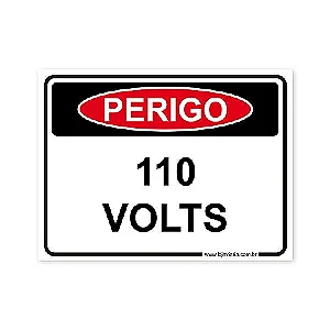 Placa Perigo, 110 Volts - 20x15 cm ACM 3 mm