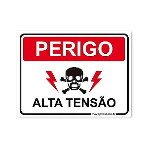 Placa Perigo, Alta Tensão - 20x15 cm ACM 3 mm
