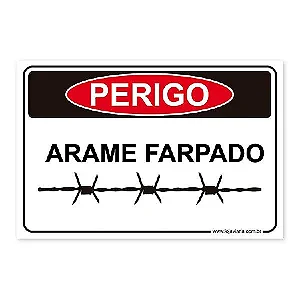 Placa Perigo, Arame Farpado - 30x20 cm ACM 3 mm