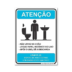 Placa Regras Banheiro Masculino - 15x20 cm ACM 3 mm