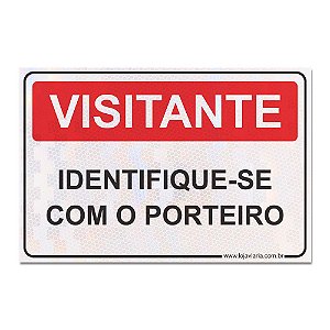 Placa Visitante Identifique-se com o Porteiro - 30x20 cm ACM 3 mm