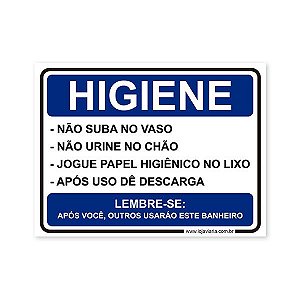 Placa Regras de Higiene - 20x15 cm ACM 3 mm