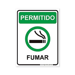 Placa Permitido Fumar - 15x20 cm ACM 3 mm