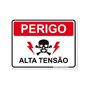 Placa Perigo, Alta Tensão - 20x15 cm ACM 3 mm