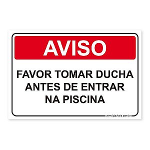 Placa Tomar Ducha Antes de Entrar na Piscina - 30x20 cm ACM 3 mm