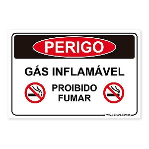 Placa Gás Inflamável, Proibido Fumar - 30x20 cm ACM 3 mm