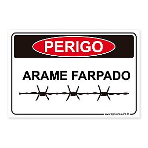 Placa Perigo, Arame Farpado - 30x20 cm ACM 3 mm