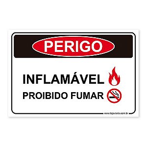 Placa Inflamável, Proibido Fumar - 30x20 cm ACM 3 mm