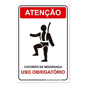 Placa Uso Obrigatório de Cinturão de Segurança - 20x30 cm ACM 3 mm