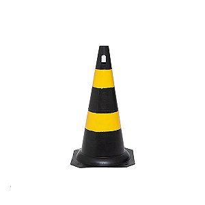 Cone de sinalização PVC 50 cm - Preto/Amarelo