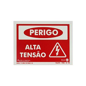 Placa Fotoluminescente Perigo Alta Tensão - 20 x 15 cm