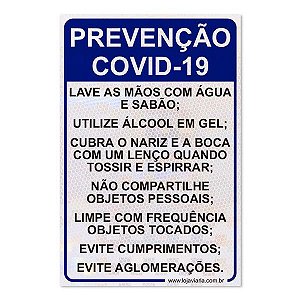 Placa de Prevenção Covid-19 - 26,5 x 40 cm ACM 3 mm