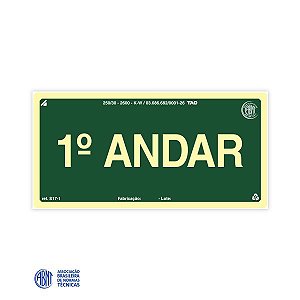 Placa Fotoluminescente - S17 1º Andar - 20 x 10 cm