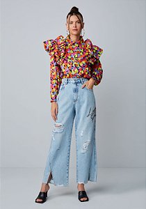 Calça Jeans Full Length Cropped High