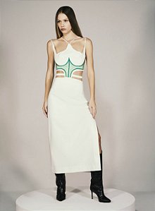 Vestido Recortes Bordados