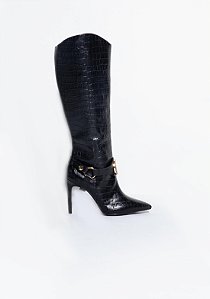 Bota Bico Fino Cinta Enfeite Redondo