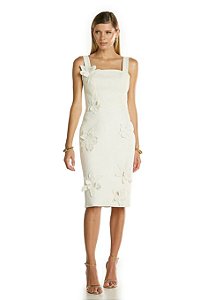 VESTIDO MIDI COM BORDADO 3D DE FLORES